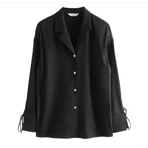 & Other Stories Black Cuff Tie Blouse - Quiet Luxury Minimalist - 6